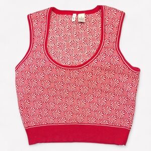 Moth by Anthropologie Red & White Knit Vest | Size M
